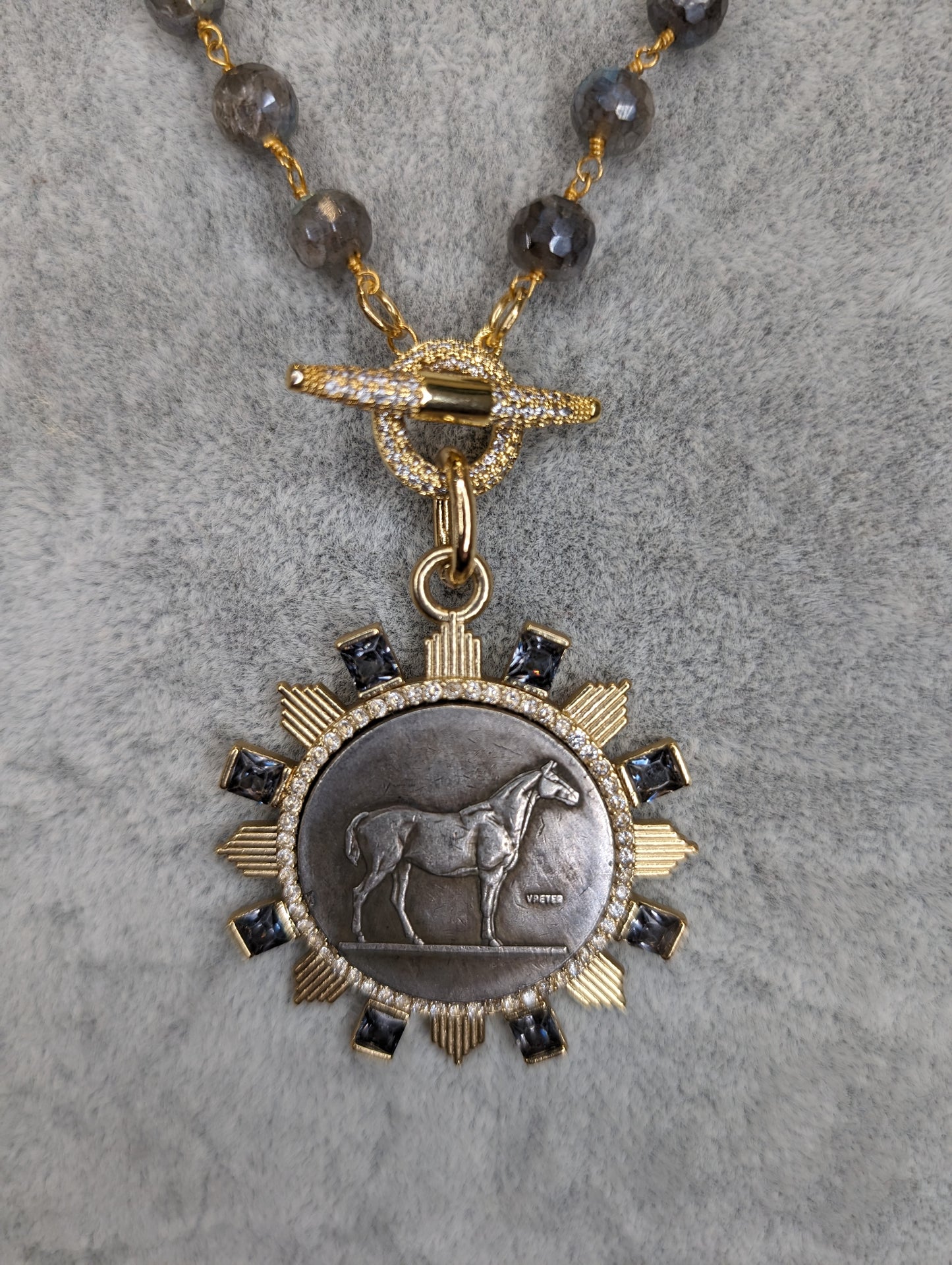 Labradorite Necklace w/Horse Coin