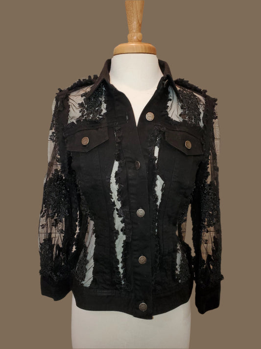 A.Z.I Denim & Lace Floral Jacket (Z11225)