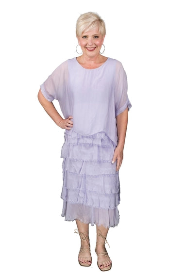 Tina Stephens "Gail" Silk Ruffle Dress (DQ206)