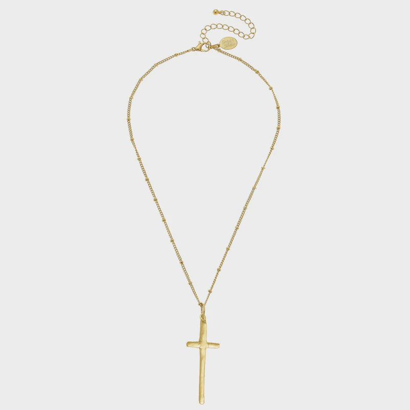 Dainty Elongated Cross Necklace (3246)