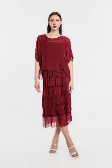 Tina Stephens "Gail" Silk Ruffle Dress (DQ206)