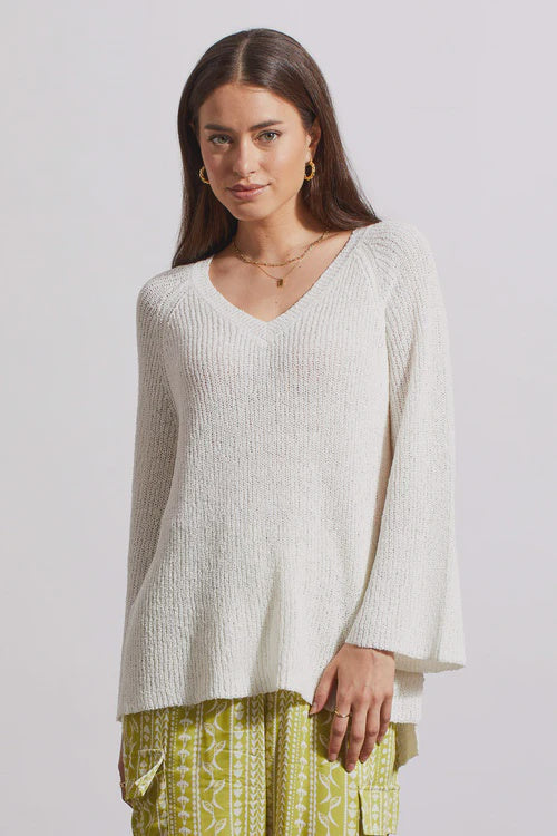 Tribal Vneck Raglan Bell Sleeve Sweater