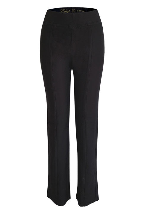 Ethyl "Traum" Ponte Wide Leg Front Seam Pant (644PBLK))