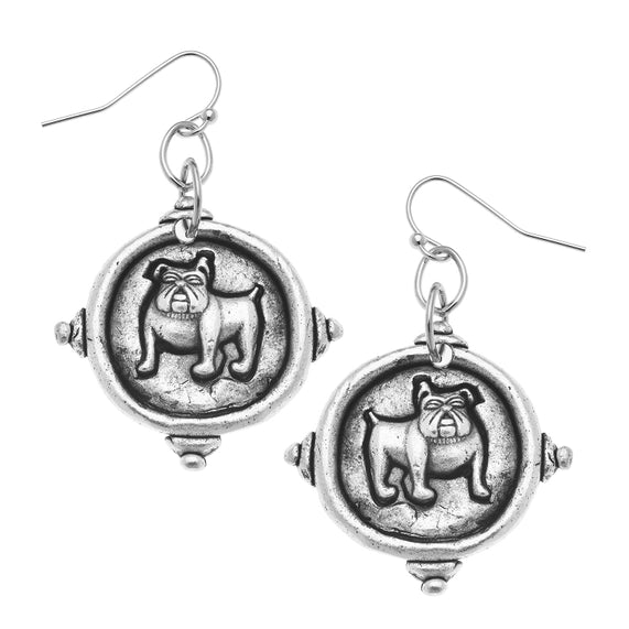 Bulldog Intaglio Wire Drop Earring