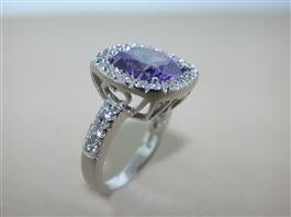 Cushion Cut Tanzanite CZ Ring