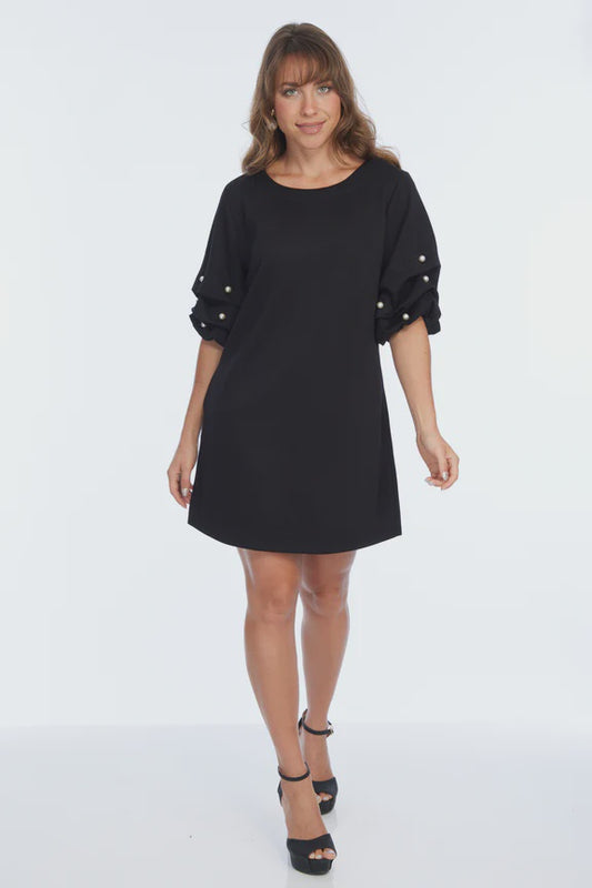 Puff Sleeve Dress with Pearls