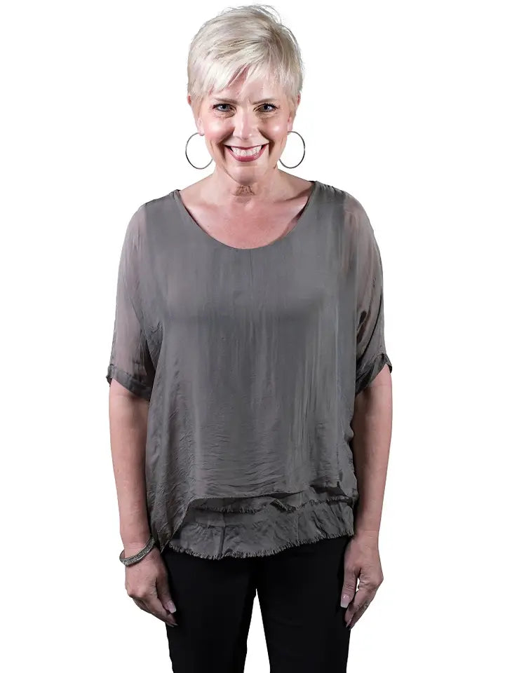 Tina Stephens Adriana Silk Double Raw Edge Top (BQ209)