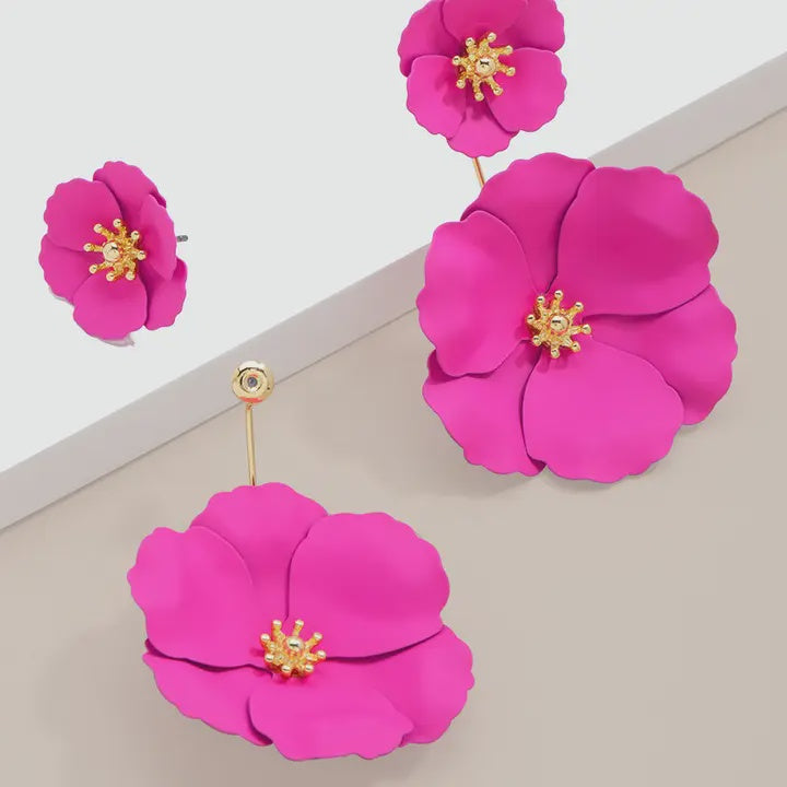 Double Flower Drop Earring