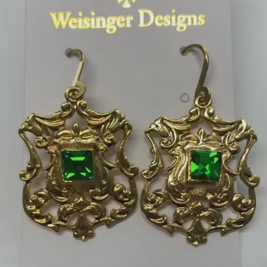 Gold FOB w/Green Earring