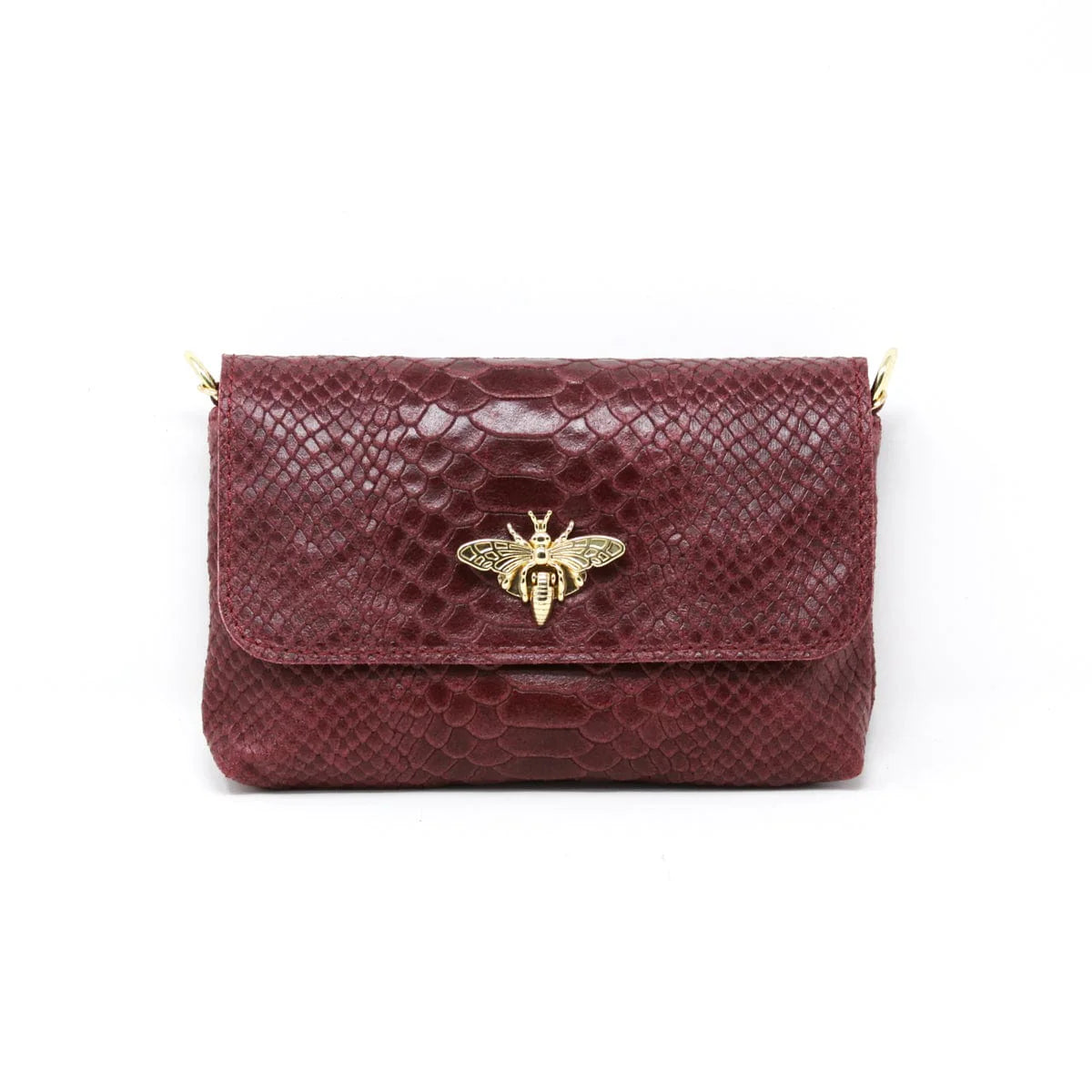 Italian Leather Snakeskin w/Gold Butterfly Mini Bag