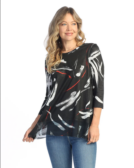 J&J "Ripples" Chiffon Contrast Tunic Top