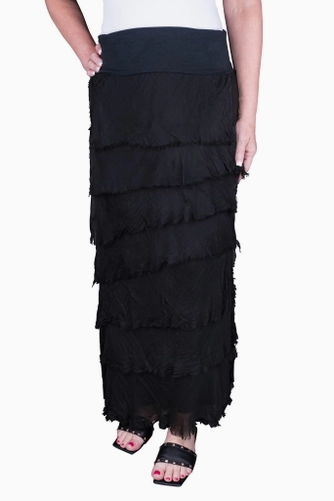 Tina Stephens Elisa Silk Ruffle Long Skirt (SL201)