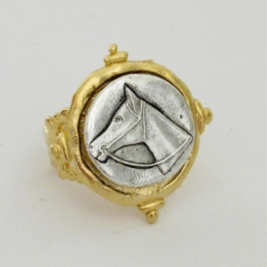 Intaglio Horse Adjustable Ring (9010p)