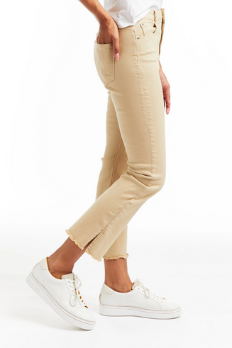 Tractr High Rise Crop Flare w/Side Slit Raw Hem