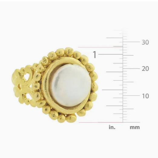 Coin Pearl Gold Adjustable Ring (9014wg)