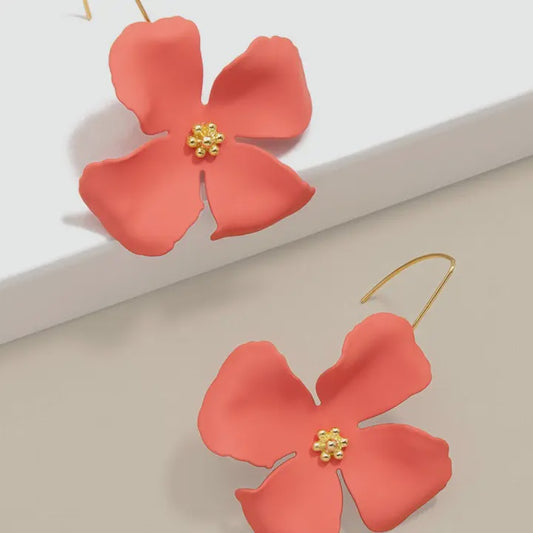 Matte Flower Threader Drop Earring