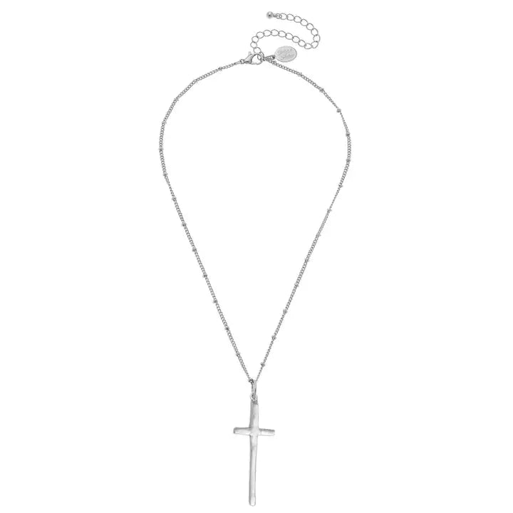 Dainty Elongated Cross Necklace (3246)