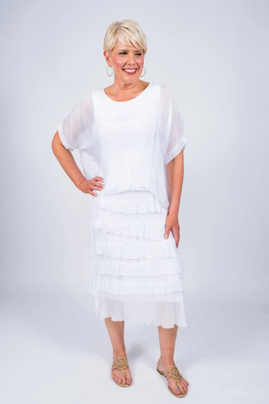 Tina Stephens "Gail" Silk Ruffle Dress (DQ206)