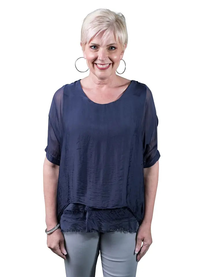 Tina Stephens Adriana Silk Double Raw Edge Top (BQ209)