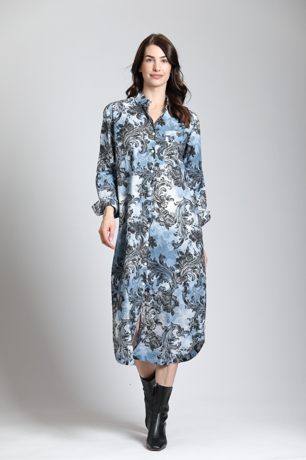 APNY Paisley Print Shirt Dress (T38P/B-590D/CT)